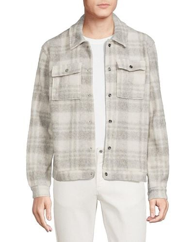 Reiss Titan Plaid Shirt Jacket - Grey