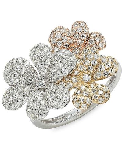 Effy 14k Tri Gold & 1.53 Tcw Diamond Floral Ring - White