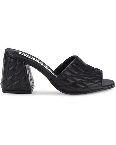 Karl Lagerfeld Sheena Woven Leather Block Heel Mules - Black