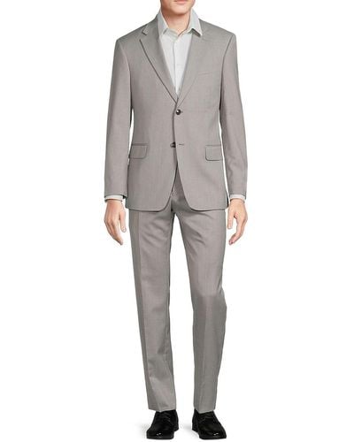 Saks Fifth Avenue Modern Fit Virgin Wool Blend Suit - Gray