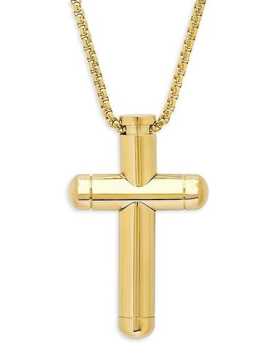 Anthony Jacobs 18K Goldplated Stainless Steel Cross Pendant Necklace - Metallic