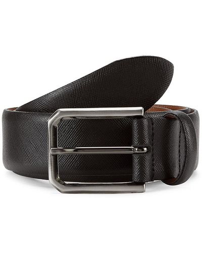 W. Kleinberg Textured Saffino Leather Belt - Black