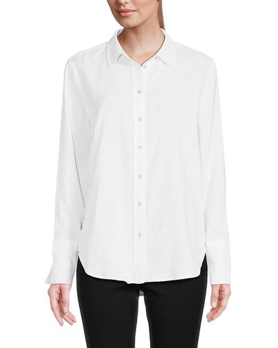 Ellen Tracy Linen Blend Shirt - White