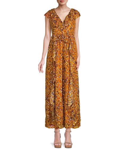 Marie Oliver Jayda Floral Silk Blend Maxi Dress - Metallic