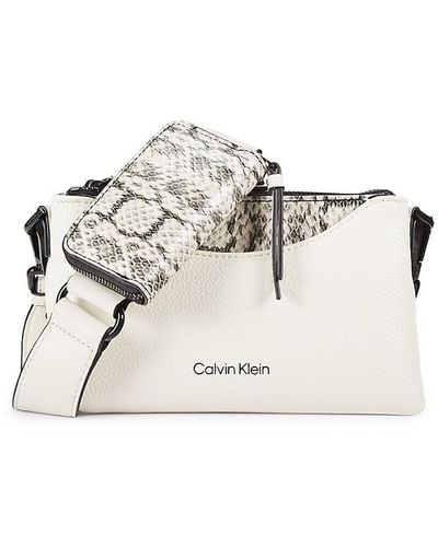 Calvin Klein Chrome Faux Leather Crossbody Bag - Multicolour