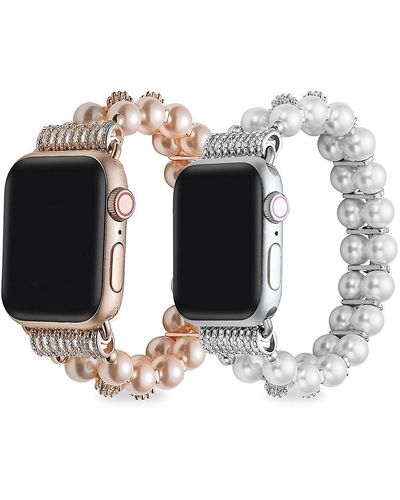 The Posh Tech 2-pack Faux Pearl Apple Watch Replacement Bands/42mm-44mm - Black
