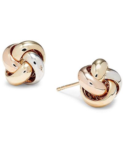 Saks Fifth Avenue Saks Fifth Avenue 14k Tri Tone Gold Knot Stud Earrings - Metallic