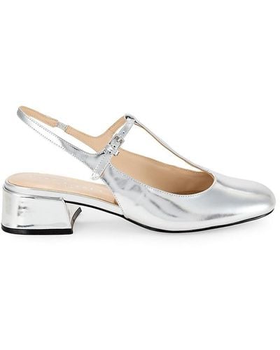 Marc Fisher Folly Metallic Leather Blend Pumps - White