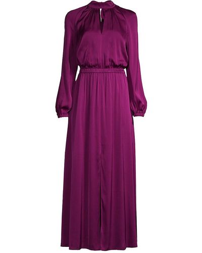 MILLY Keyhole Silk Maxi Dress - Purple