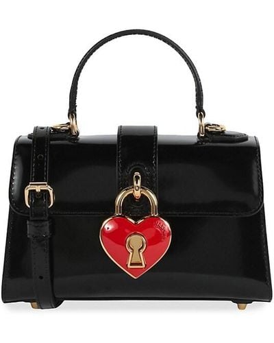 Moschino Heart Padlock Leather Crossbody Bag - Black