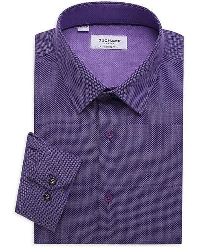 Duchamp Tailored Fit Woven Dress Shirt - Purple