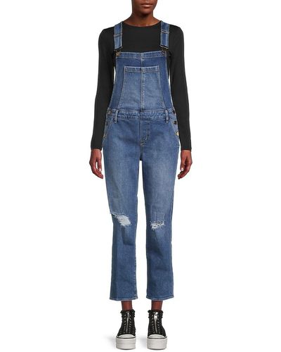 Articles of Society Woodstock Distressed Denim Overalls - Blue