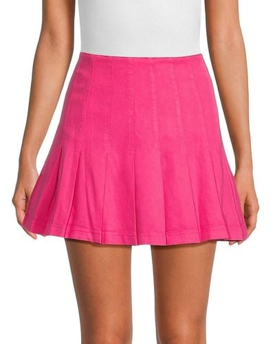 Alice + Olivia Alice + Olivia Carter Mini Pleated Denim Skirt - Pink