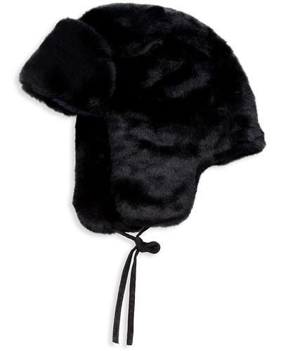 Surell Faux Shearling Trapper Hat - Black