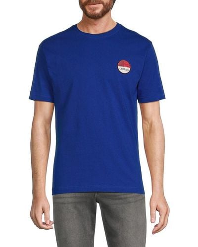 Class Roberto Cavalli Logo Crewneck T Shirt - Blue