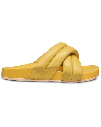 French Connection Puffed Crisscross Strap Sandals - Yellow
