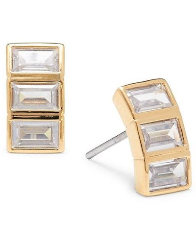 Adriana Orsini Empire 18k Goldplated & Cubic Zirconia Triple Baguette Earrings - White