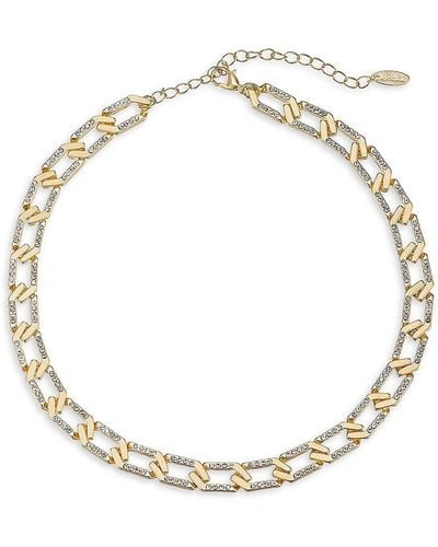 Ettika Flat Crystal & Gold Chain Necklace - Metallic