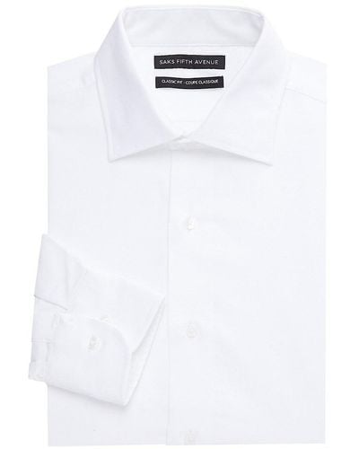Saks Fifth Avenue Solid Dress Shirt - White