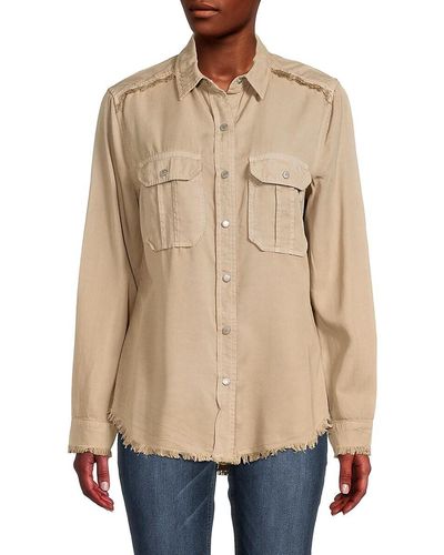 Etienne Marcel Frayed Work Button-down Top - Natural