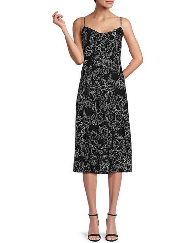 Bobeau Solid Slip Dress - Black