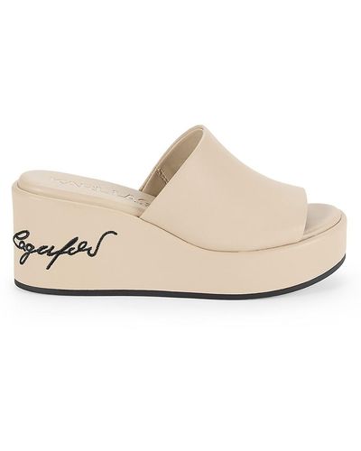 Karl Lagerfeld Calvina Logo Wedge Heel Platform Sandals - Natural