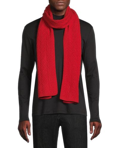 John Varvatos Cable Knit Wool Blend Scarf - Red