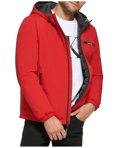 Calvin Klein Logo Hooded Jacket - Red