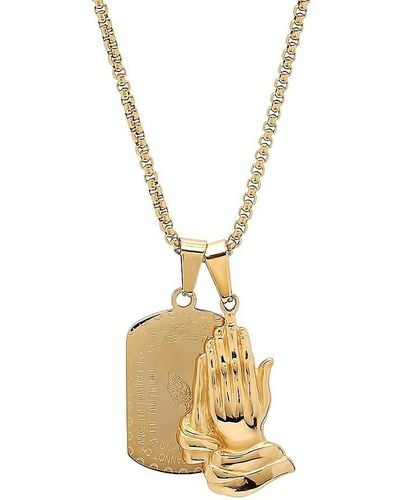 Anthony Jacobs 18k Goldplated Stainless Steel Dog Tag Pendant Necklace - Metallic
