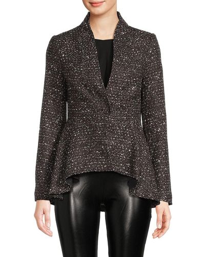 Donna Karan Asymmetric Tweed Blazer - Black