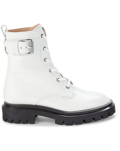 Stuart Weitzman Leather Combat Boots - White
