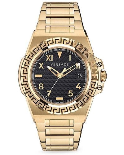Versace Greca Reaction 44mm Ip Goldtone Stainless Steel Bracelet Watch - Metallic