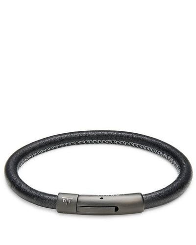 Tateossian Rt Ion-Plated & Leather Bracelet - Black