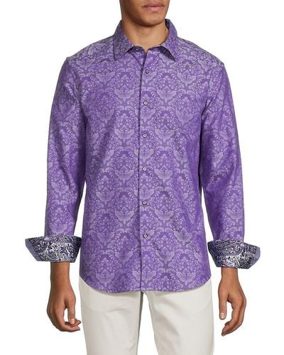 Robert Graham Bayview Paisley Jacquard Shirt - Purple