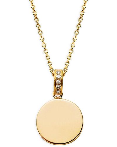 Saks Fifth Avenue 14K & Diamond Round Pendant Necklace - Metallic