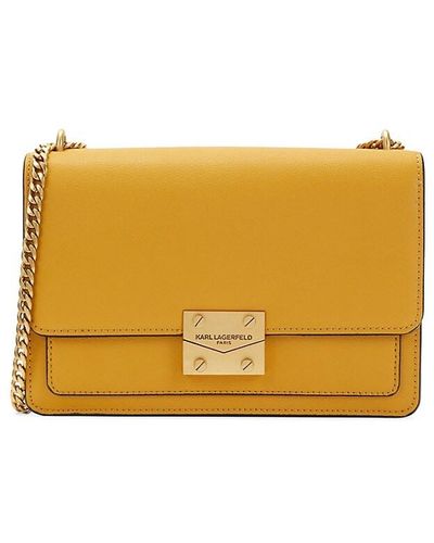 Karl Lagerfeld Leather Shoulder Bag - Yellow