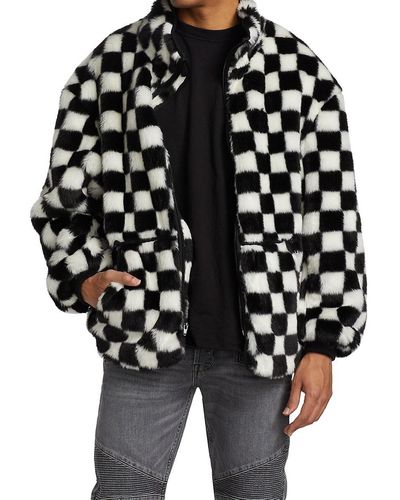 R13 Oversized Chequered Fleece Jacket - Black