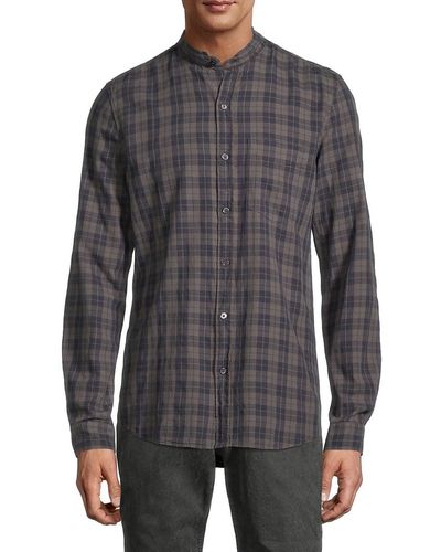 Zadig & Voltaire Regular Fit Check Stand Collar Shirt - Brown