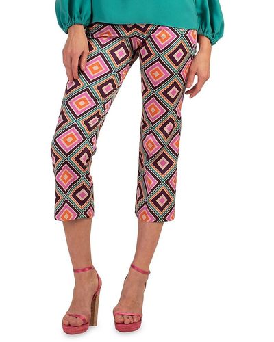 Trina Turk Flaire 2 Printed Cropped Trousers - Red