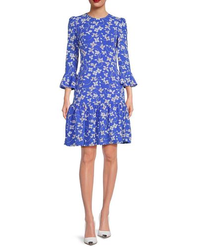 Eliza J Floral A-line Mini Dress - Blue