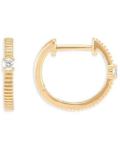 Saks Fifth Avenue 14k Yellow Gold & 0.10 Tcw Diamond Huggie Earrings - Metallic