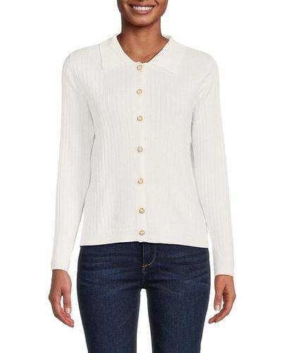 Nanette Lepore Faux Pearl Collared Cardigan - Black