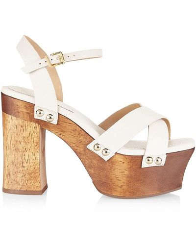 SCHUTZ SHOES Gaylah Leather Platform Sandals - White