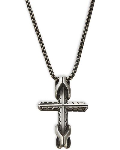 John Hardy Sterling Cross Pendant Necklace - Metallic