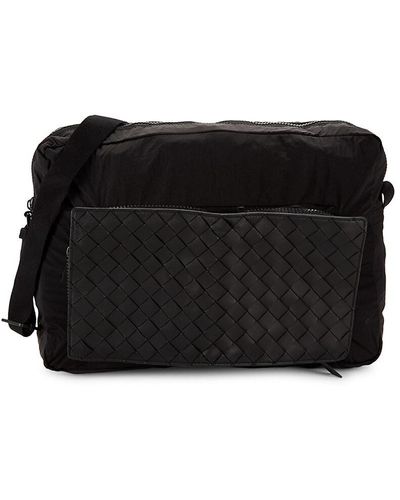 Bottega Veneta Intrecciato Foldable Messenger Bag - Black