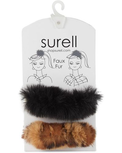 Surell 2-Pack Faux Fur Scrunchies - Grey