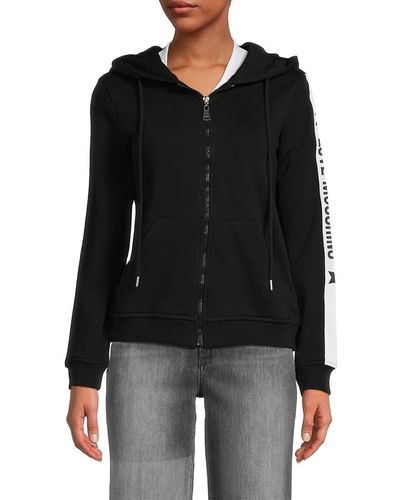 Love Moschino Logo Two Tone Hoodie - Black