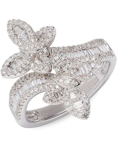 Effy 14k White Gold & 0.67 Tcw Diamond Butterfly Ring