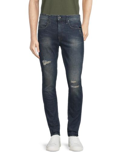 G-Star RAW Revend High Rise Distressed Skinny Jeans - Blue