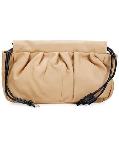 Reiss Arden Leather & Faux Leather Clutch - Natural